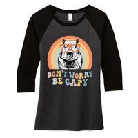 Groovy DonT Worry Be Cappy Cute Funny Capybara Animal Lover Women's Tri-Blend 3/4-Sleeve Raglan Shirt