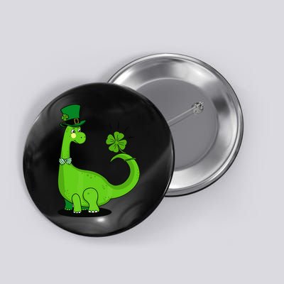 Green Dino With A FourLeaf Clover Tail: St. Patrick's Day Button