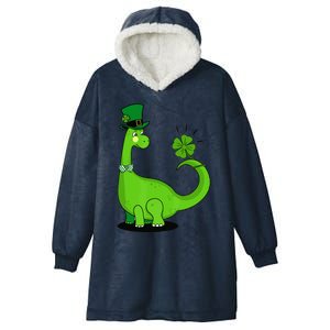 Green Dino With A FourLeaf Clover Tail: St. Patrick's Day Hooded Wearable Blanket