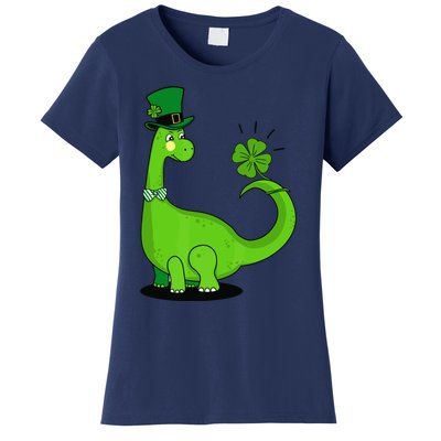 Green Dino With A FourLeaf Clover Tail: St. Patrick's Day Women's T-Shirt