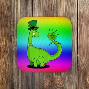 Green Dino With A FourLeaf Clover Tail: St. Patrick's Day Coaster