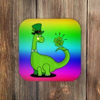 Green Dino With A FourLeaf Clover Tail: St. Patrick's Day Coaster