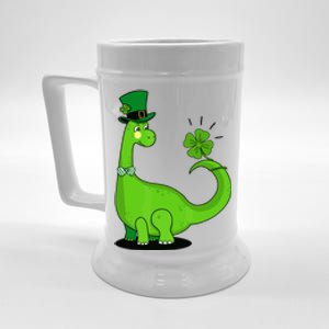 Green Dino With A FourLeaf Clover Tail: St. Patrick's Day Beer Stein