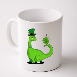 Green Dino With A FourLeaf Clover Tail: St. Patrick's Day Coffee Mug