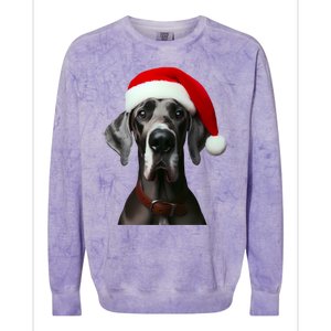 Great Dane With Santa Hat Christmas Xmas Dog Owner Mom Dad Meaningful Gift Colorblast Crewneck Sweatshirt