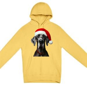 Great Dane With Santa Hat Christmas Xmas Dog Owner Mom Dad Meaningful Gift Premium Pullover Hoodie