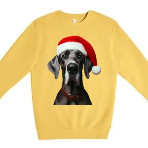 Great Dane With Santa Hat Christmas Xmas Dog Owner Mom Dad Meaningful Gift Premium Crewneck Sweatshirt