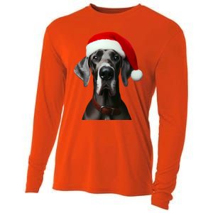 Great Dane With Santa Hat Christmas Xmas Dog Owner Mom Dad Meaningful Gift Cooling Performance Long Sleeve Crew