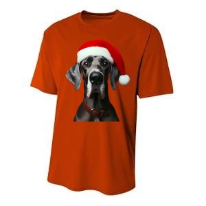 Great Dane With Santa Hat Christmas Xmas Dog Owner Mom Dad Meaningful Gift Performance Sprint T-Shirt