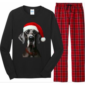 Great Dane With Santa Hat Christmas Xmas Dog Owner Mom Dad Meaningful Gift Long Sleeve Pajama Set