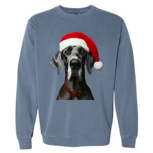 Great Dane With Santa Hat Christmas Xmas Dog Owner Mom Dad Meaningful Gift Garment-Dyed Sweatshirt