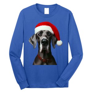 Great Dane With Santa Hat Christmas Xmas Dog Owner Mom Dad Meaningful Gift Long Sleeve Shirt