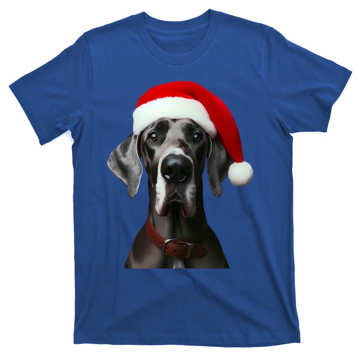 Great Dane With Santa Hat Christmas Xmas Dog Owner Mom Dad Meaningful Gift T-Shirt