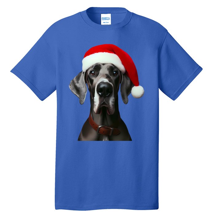 Great Dane With Santa Hat Christmas Xmas Dog Owner Mom Dad Meaningful Gift Tall T-Shirt