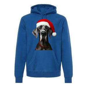 Great Dane With Santa Hat Christmas Xmas Dog Owner Mom Dad Meaningful Gift Premium Hoodie