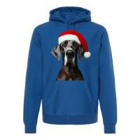 Great Dane With Santa Hat Christmas Xmas Dog Owner Mom Dad Meaningful Gift Premium Hoodie