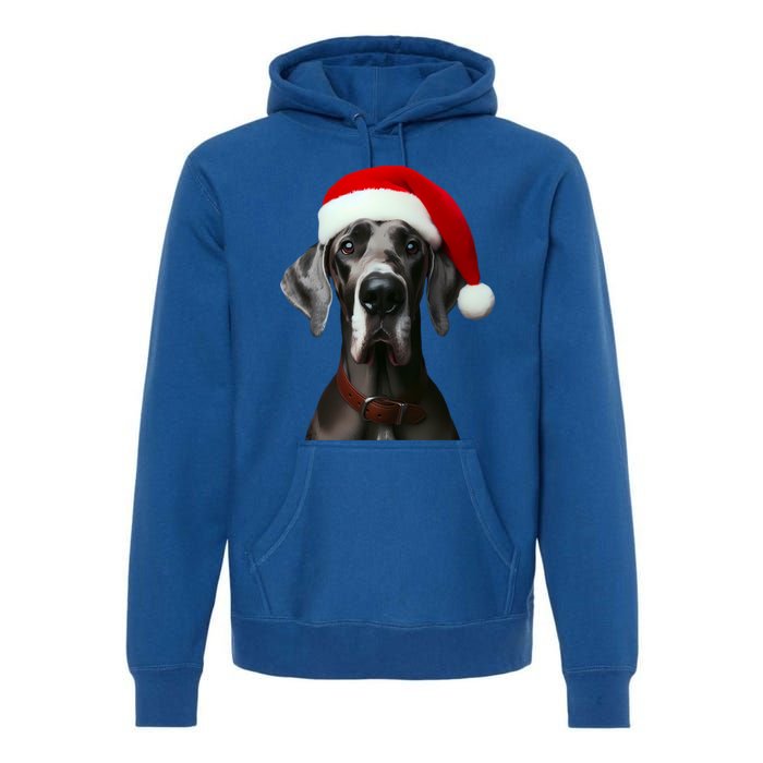 Great Dane With Santa Hat Christmas Xmas Dog Owner Mom Dad Meaningful Gift Premium Hoodie