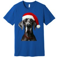 Great Dane With Santa Hat Christmas Xmas Dog Owner Mom Dad Meaningful Gift Premium T-Shirt