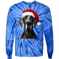 Great Dane With Santa Hat Christmas Xmas Dog Owner Mom Dad Meaningful Gift Tie-Dye Long Sleeve Shirt