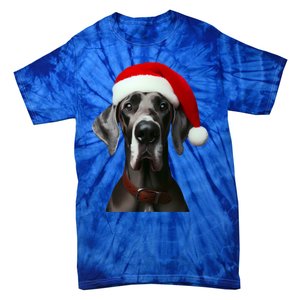 Great Dane With Santa Hat Christmas Xmas Dog Owner Mom Dad Meaningful Gift Tie-Dye T-Shirt