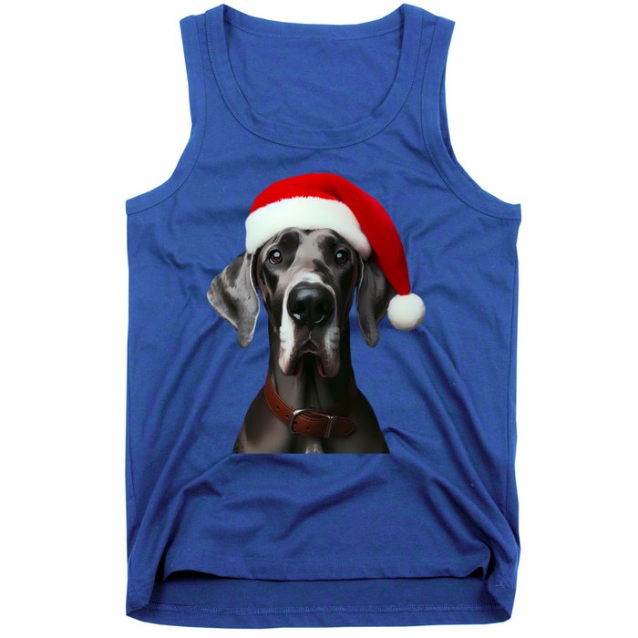 Great Dane With Santa Hat Christmas Xmas Dog Owner Mom Dad Meaningful Gift Tank Top