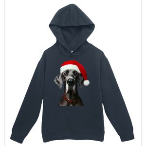 Great Dane With Santa Hat Christmas Xmas Dog Owner Mom Dad Meaningful Gift Urban Pullover Hoodie