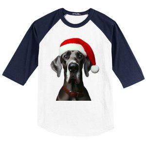 Great Dane With Santa Hat Christmas Xmas Dog Owner Mom Dad Meaningful Gift Baseball Sleeve Shirt