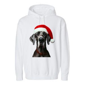 Great Dane With Santa Hat Christmas Xmas Dog Owner Mom Dad Meaningful Gift Garment-Dyed Fleece Hoodie