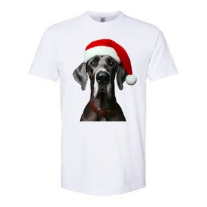 Great Dane With Santa Hat Christmas Xmas Dog Owner Mom Dad Meaningful Gift Softstyle CVC T-Shirt