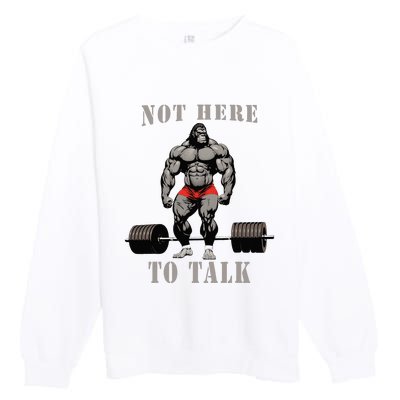 Gorilla Dumbbell Workout Gym Gorilla Bodybuilder Ape Premium Crewneck Sweatshirt