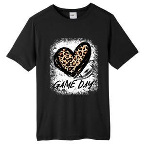 Game Day With Leopard Heart Football Lovers Mom Bleached  Tall Fusion ChromaSoft Performance T-Shirt