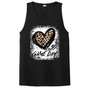 Game Day With Leopard Heart Football Lovers Mom Bleached  PosiCharge Competitor Tank