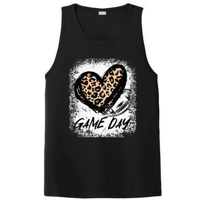 Game Day With Leopard Heart Football Lovers Mom Bleached  PosiCharge Competitor Tank