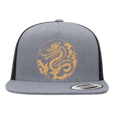 Golden Dragon Year Of The Dragon Flat Bill Trucker Hat