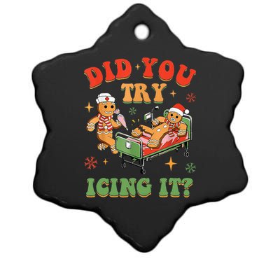 Gingerbread Did You Try Icing It Ceramic Star Ornament