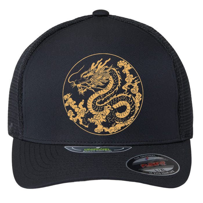 Golden Dragon Year Of The Dragon Flexfit Unipanel Trucker Cap