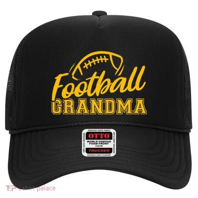Game Day Yellow Black High School Football Grandma High Crown Mesh Back Trucker Hat