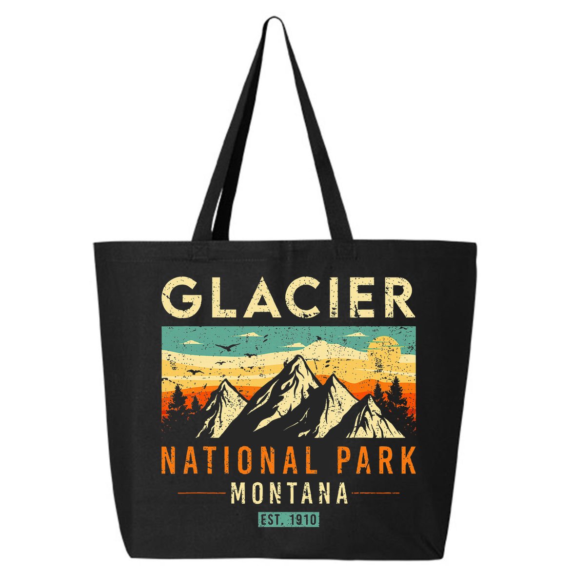 Glacier Est 1910 Montana Vintage Retro National Park 25L Jumbo Tote