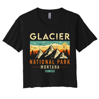 Glacier Est 1910 Montana Vintage Retro National Park Women's Crop Top Tee