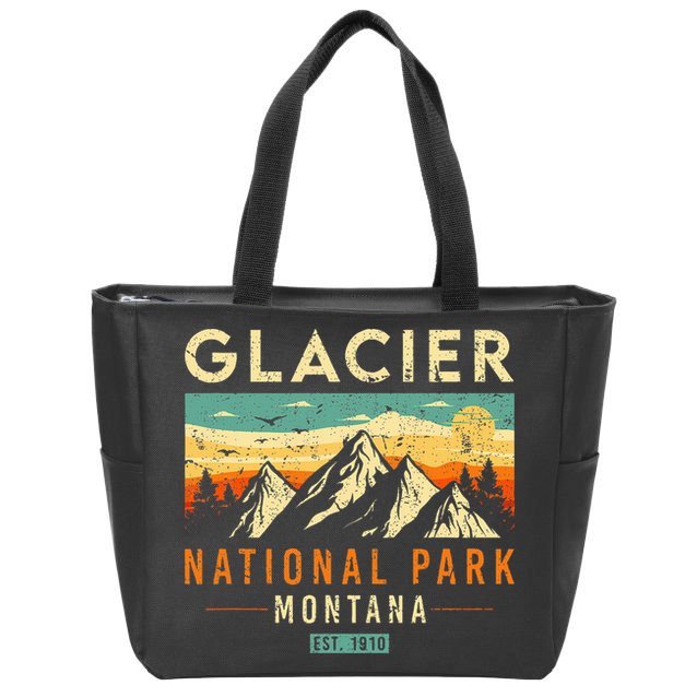 Glacier Est 1910 Montana Vintage Retro National Park Zip Tote Bag