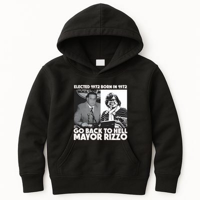 Grimgrimgrim Elected 1972 Born In1972 Go Back To Hell Mayor Rizzo Kids Hoodie