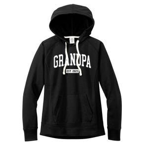 Grandpa Est 2023 New First Time Grandpa Great Gift Women's Fleece Hoodie