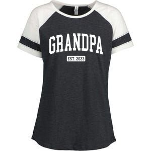 Grandpa Est 2023 New First Time Grandpa Great Gift Enza Ladies Jersey Colorblock Tee