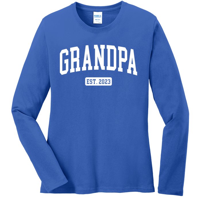 Grandpa Est 2023 New First Time Grandpa Great Gift Ladies Long Sleeve Shirt