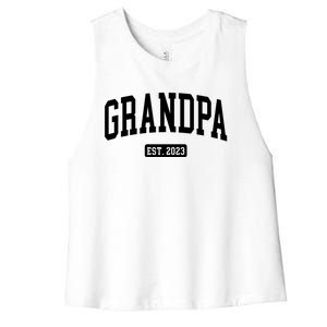 Grandpa Est 2023 New First Time Grandpa Great Gift Women's Racerback Cropped Tank