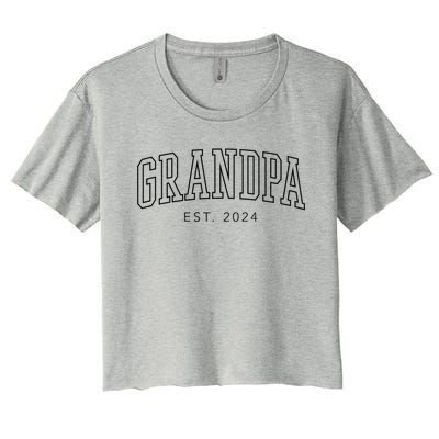 Grandpa Est 2024 Fathers Day Gift Women's Crop Top Tee