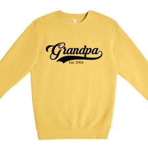 Grandpa Est 2024 Baseball Team Font Premium Crewneck Sweatshirt