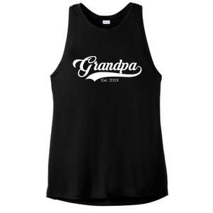 Grandpa Est 2024 Baseball Team Font Ladies PosiCharge Tri-Blend Wicking Tank