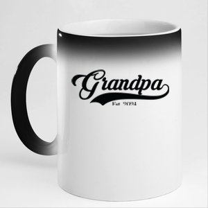 Grandpa Est 2024 Baseball Team Font 11oz Black Color Changing Mug