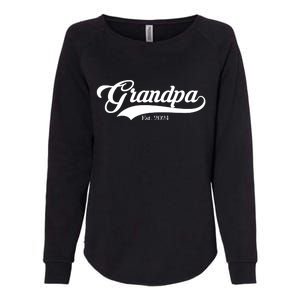 Grandpa Est 2024 Baseball Team Font Womens California Wash Sweatshirt